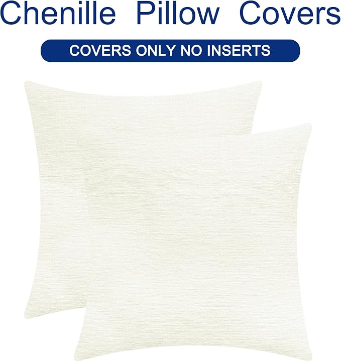 CaliTime Throw Pillow Covers Decorative 26 X 26 Inches Pack of 2 Cozy Chenille - Image 6