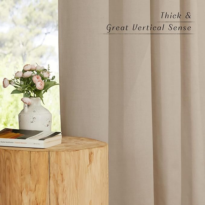 NICETOWN Taupe Short Linen Curtains - Image 5
