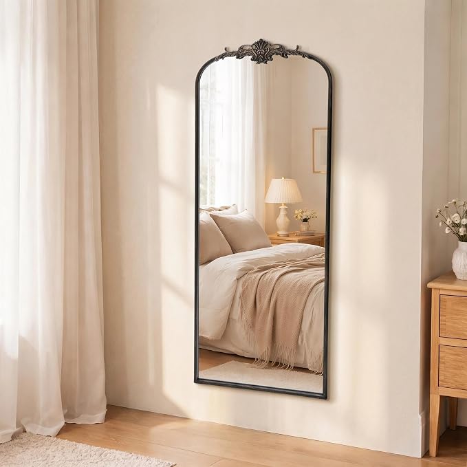 Besdomus Arched Mirror Full Length: 21"x56" French Black Vintage Full Body - Image 4