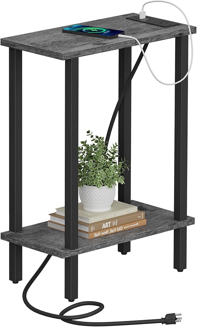 TUTOTAK Small End Table with Charging Station, Narrow Side Table with USB Ports by ChoosetutotakFurnitureBuildYourCozyHome