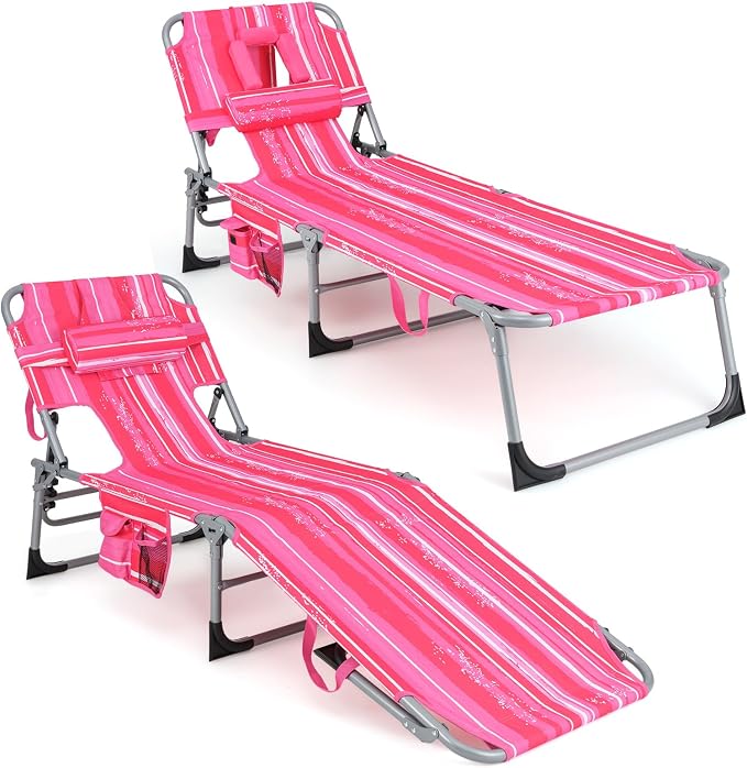 Goplus Tanning Chair, Folding Adjustable Patio Lounge Chair by Goplus