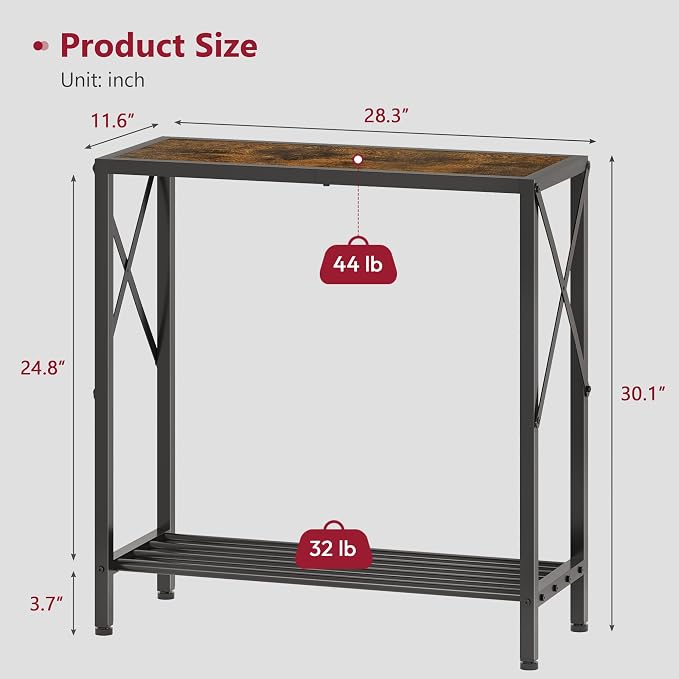 Tajsoon Console Table 28.3''L, 2 Tier Narrow Entryway Table - Image 3