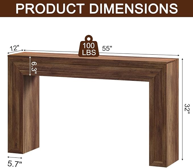 Rresyet 55 Inch Long Console Table, Sofa Table Behind Couch, Entryway Table - Image 2