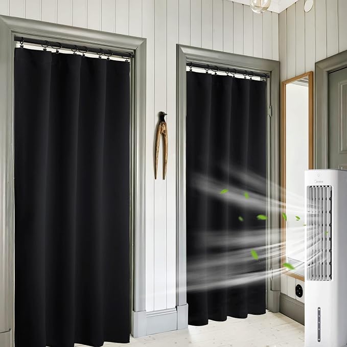RYB HOME 2 Panels Blackout Doorway Curtains, Thermal Insulated Privacy Rod by RYBHOME