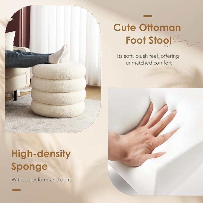 Flouki 19.5" Storage Ottoman Round, Vanity Stools - Image 5
