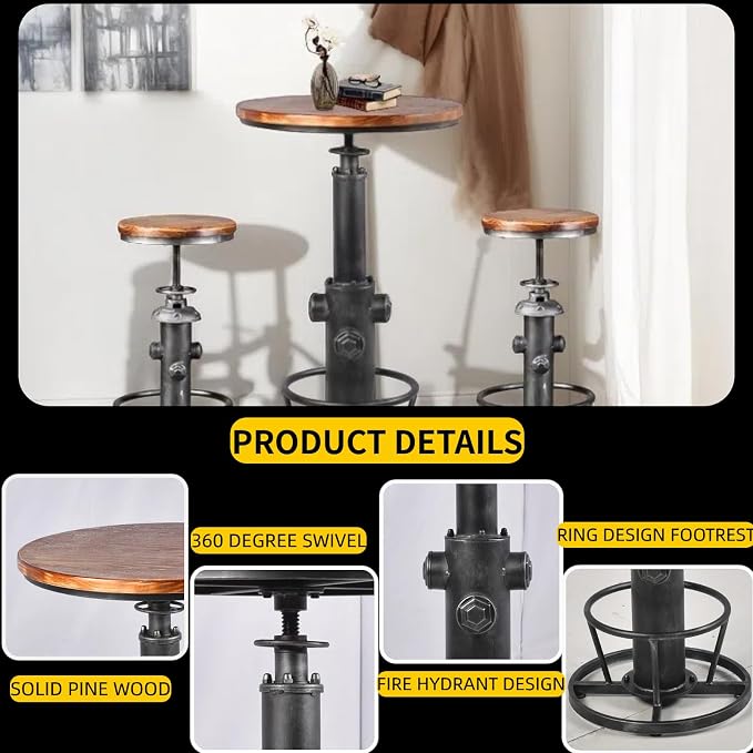 Industrial Modern 3-Piece Bar Table Set - Image 6