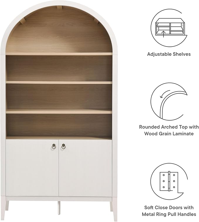 Modway Nolan Tall Arched Storage Display Cabinet in Ivory - Image 4