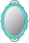YCHMIR Vintage Small Mirror 14.5 x 10 Inch Oval Blue Wall Mirror by YCHMIR
