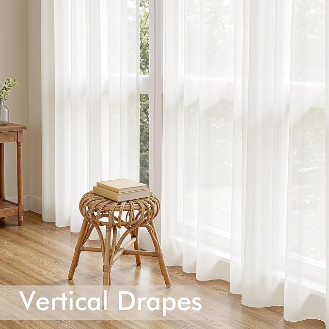 MIULEE Ivory Sheer Curtains 90 Inches Long, 4 Panels Set, Light Filtering Rod - Image 5