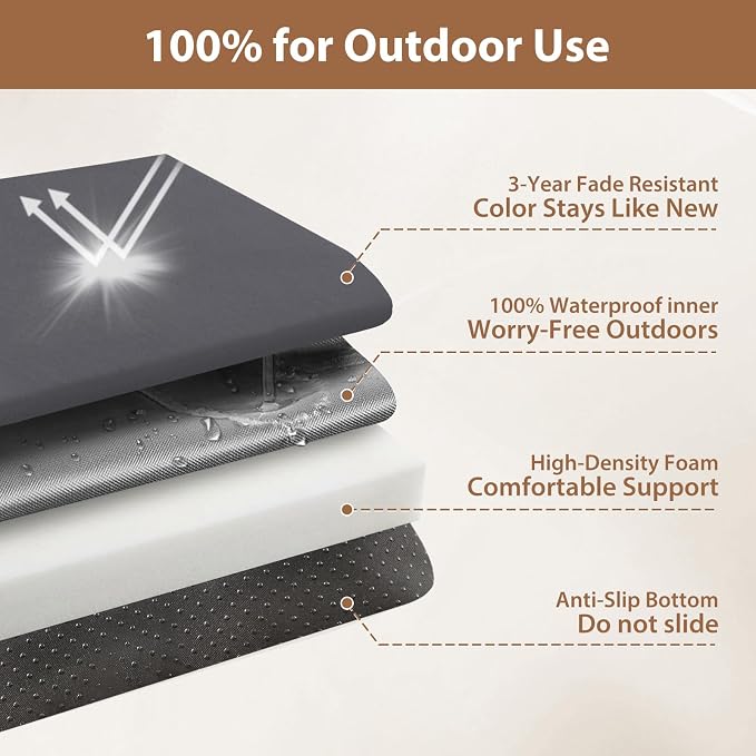 Waterproof Rocking Chair Cushions Outdoor & Indoor, Wooden Rocking Chair Pads - Image 5