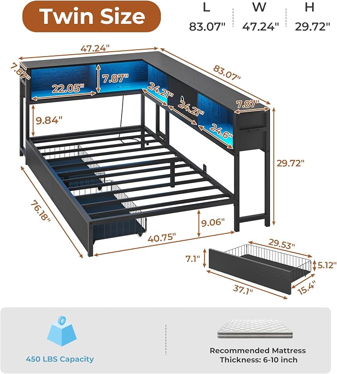 DICTAC Twin Corner Bed Frame - Image 3