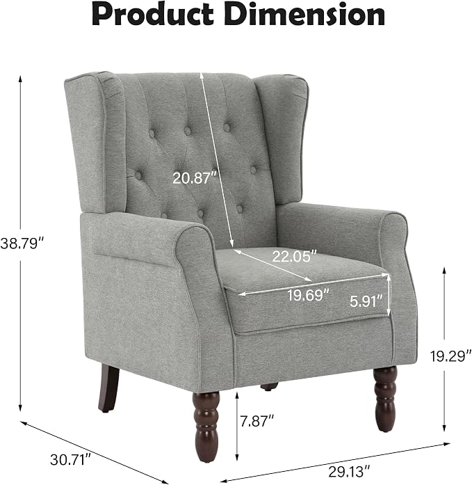Mid-Century Modern 2-Piece Wingback Chair Set - Image 2