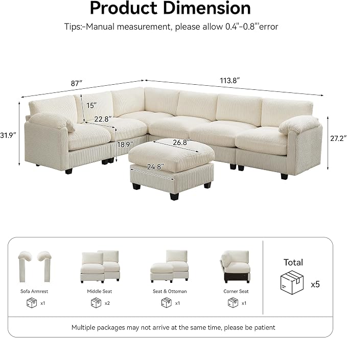 114'' V-Shaped Sectional Cloud Couch - Image 2