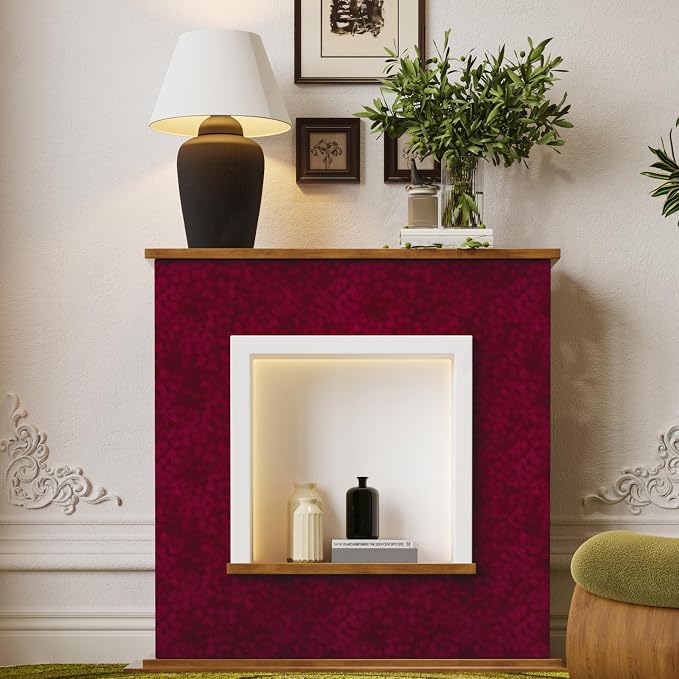 Dark Red Self Adhesive Velvet Flocking Liner, Soft Fabric Contact Paper - Image 3