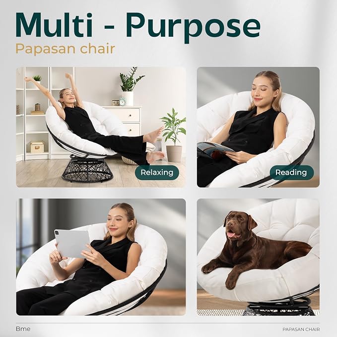 Bme 40" Ergonomic Wicker Papasan Chair - Image 6