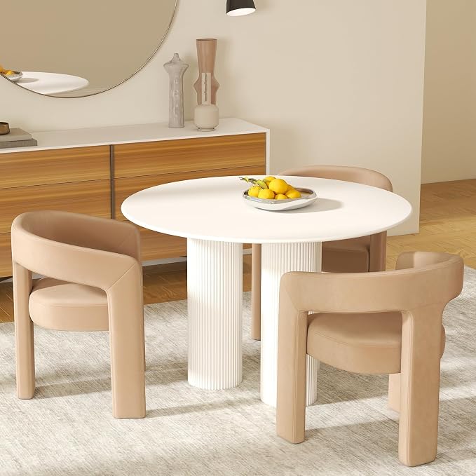 RIVOVA Modern Barrel Dining Chairs Set of 3, Velvet Upholstered Accent Side by RIVOVA
