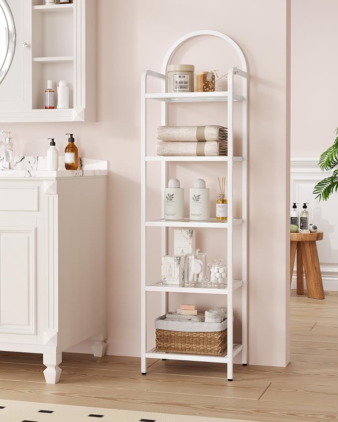 Hzuaneri Bookcase Bookshelf, Tempered Glass Bookshelves, Slim Shelving Unit - Image 7
