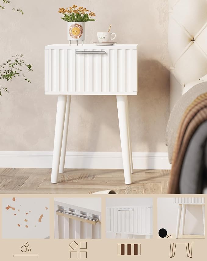 YMYNY Fluted Nightstand Set of 2, Small End Table, Modern Coffee Table - Image 4