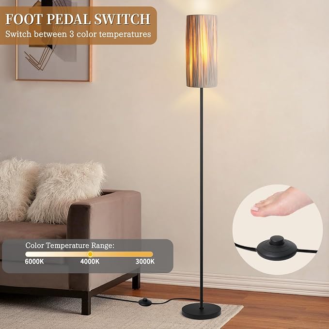 Ruiever Floor Lamp for Living Room, Rattan Boho Floor lamp, Modern Standing lamp - Image 5