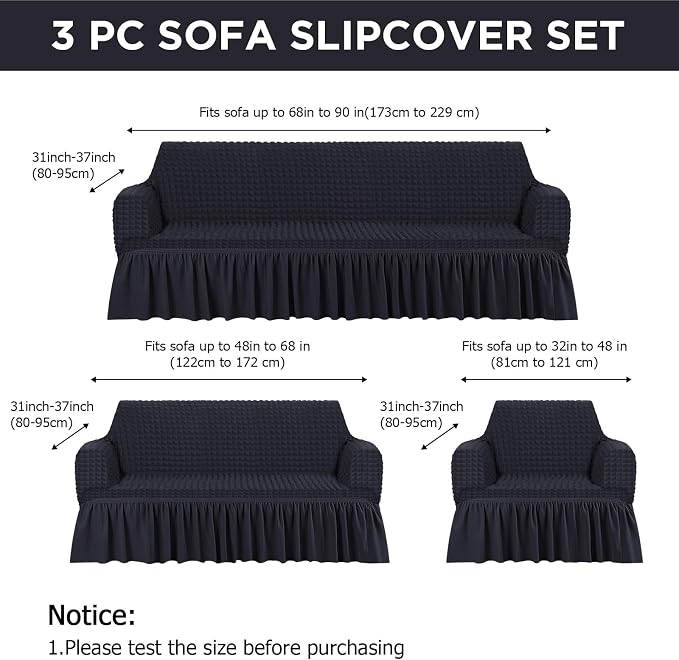 Fanfanwin 3 Pcs Sofa Slipcover Set - Image 2