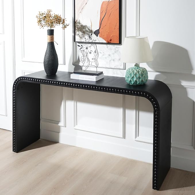 59" Wood Black Console Table - Image 3