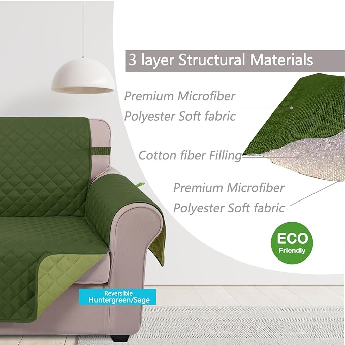 U-NICE HOME Loveseat Sofa Cover Reversible Couch Cover - Image 4