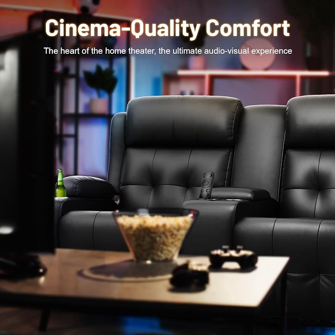Loveseat Recliner Sofa, Home Theater Seating Massage Reclining Couch - Image 7
