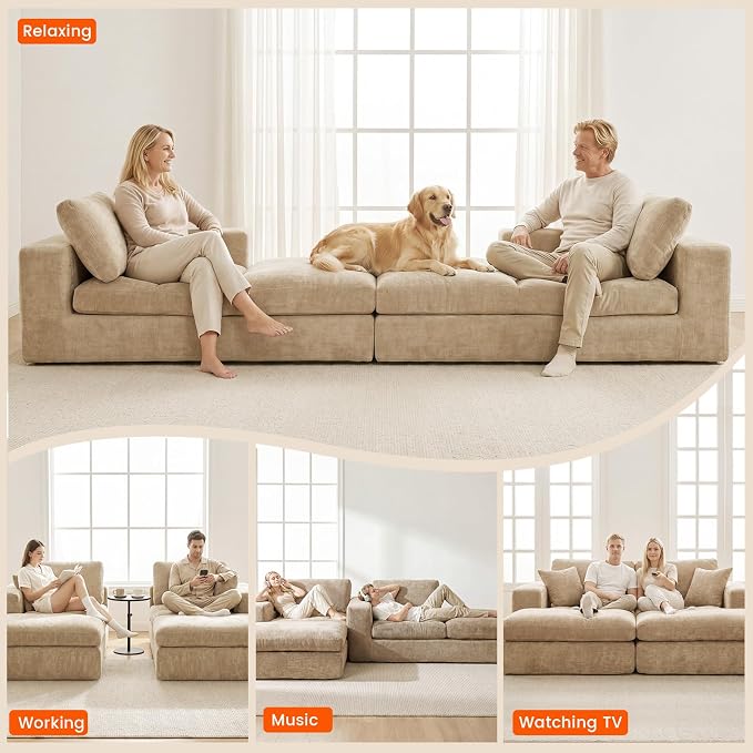 80.7" Oversized Double Chaise Lounge Chair Indoor, Cloud Boneless Sleeper Sofa - Image 8