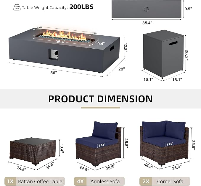 UPHA 9 Pieces Patio Furniture Sets, Wicker Outdoor Sectional Sofa Couch - Image 2