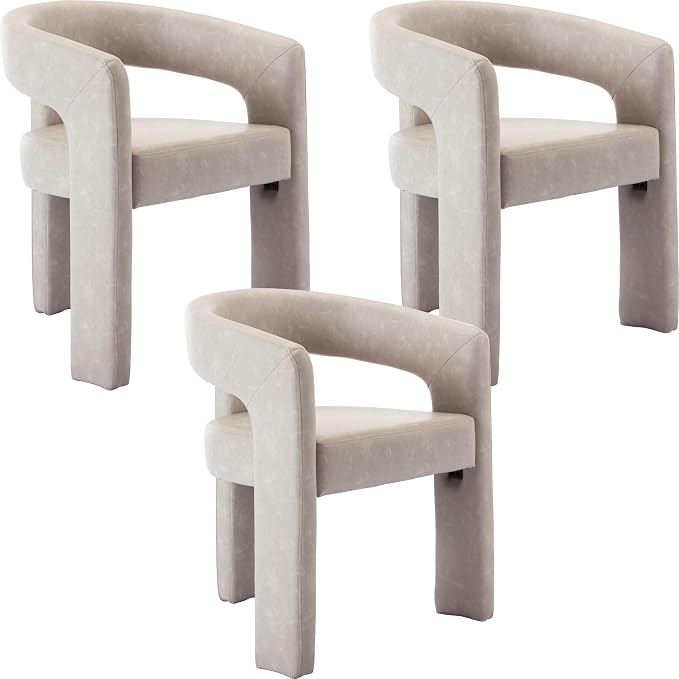 BESTANO Set of 3 Modern PU Leather Upholstered Dining Chairs by BESTANO