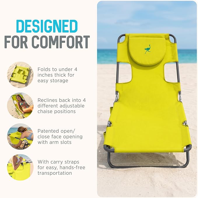 Ostrich the Original Chaise 72 x 22 Inch Lounge Portable Reclining Lounger - Image 6