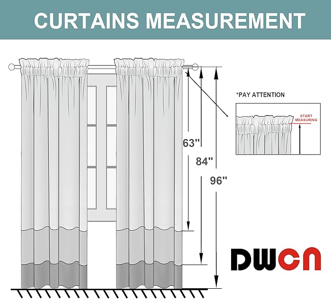 DWCN Sheer Curtains Semi Transparent Voile Rod Pocket Curtains - Image 8