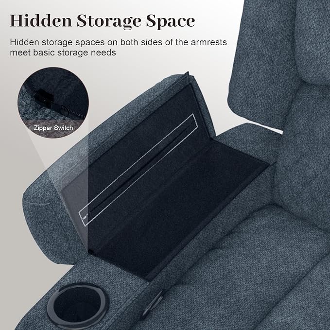 Yolsali Manual Reclining Sectional Sofa Set, 6 Seats Soft Fabric Recliner - Image 7