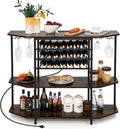 COSTWAY Wine Bar Cabinet, 3-Tier Liquor Cabinet by COSTWAY