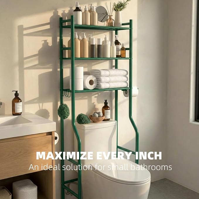 GloTika 3-Tier Over Toilet Storage - 150lb Total Capacity Metal Bathroom - Image 4