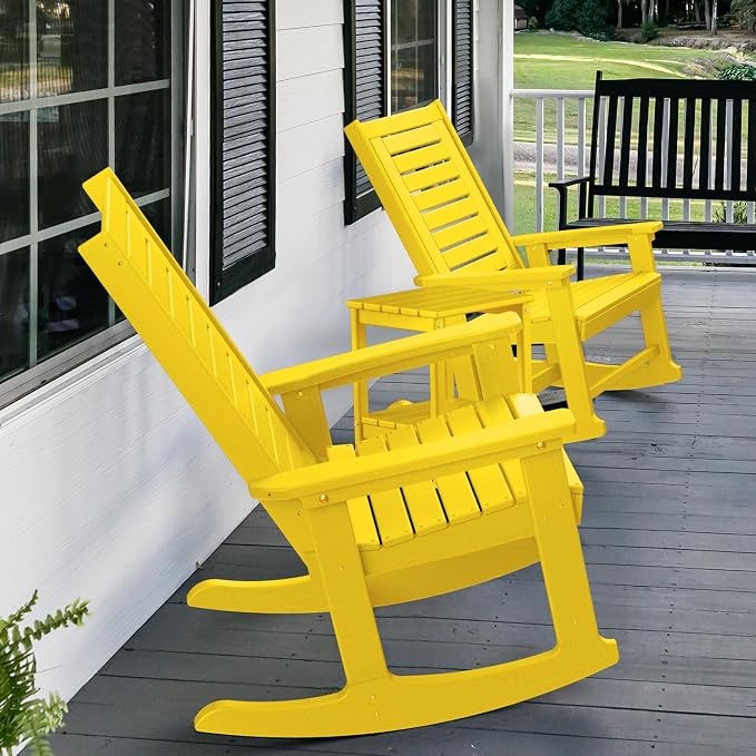 GREENVINES Outdoor Rocking Chairs | Set of 4 | Porch Rocker | HDPE Plastic | - Image 5