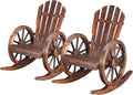 Outvita Adirondack Rocking Chair Set of 2, Wood Wagon Rocker, Outdoor Wooden by Outvita
