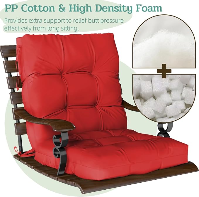 Outdoor Chair Cushions Set of 2, High Back Soft Seat Pad - Image 4