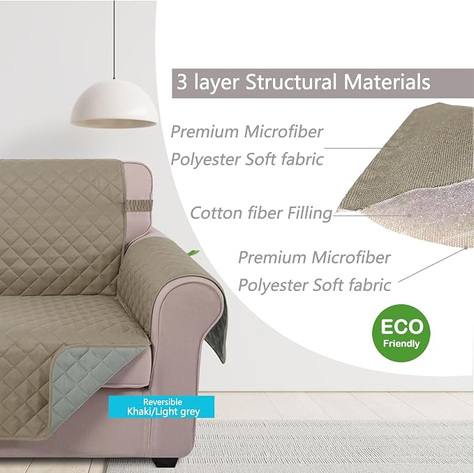 U-NICE HOME Recliner Chair Covers Reversible Quilted Water Repellent Pet - Image 5