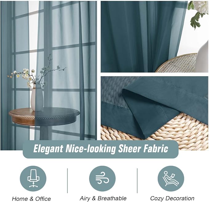 Sheer Curtains for Window 96 Inches Long 2 Panels, Soft Airy Light Filtering - Image 4
