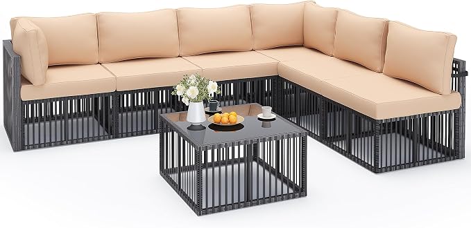 Pamapic 7-Piece Outdoor Sectional Set, Large Wicker Patio Furniture Set - Image 4
