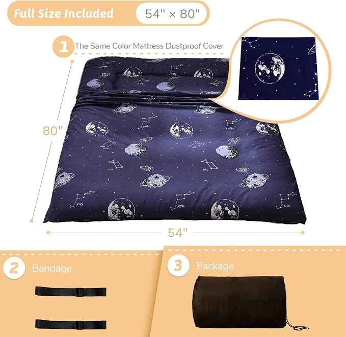 MAXYOYO Navy Space Adventure Japanese Floor Futon Mattress, Thicken Tatami Mat - Image 2