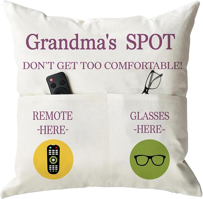 ONFAON Grandma Gifts, Grandma's Spot Throw Pillow Covers 18x18 Inch, Birthday by ONFAON