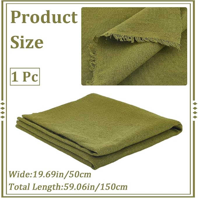 59.06 Inch Sage Green Linen Embroidery Fabric Needlework Cloth Soild Fabric - Image 2
