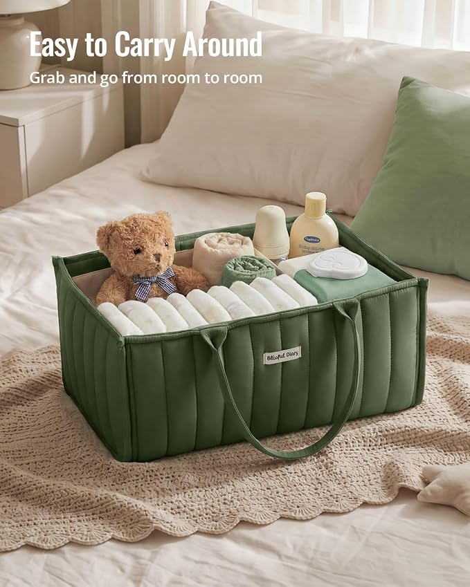 Blissful Diary Baby Diaper Caddy Organizer, Stylish Storage Basket - Image 5