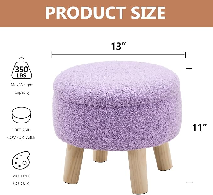 Wimarsbon Storage Ottoman, Modern Round Footrest - Image 3