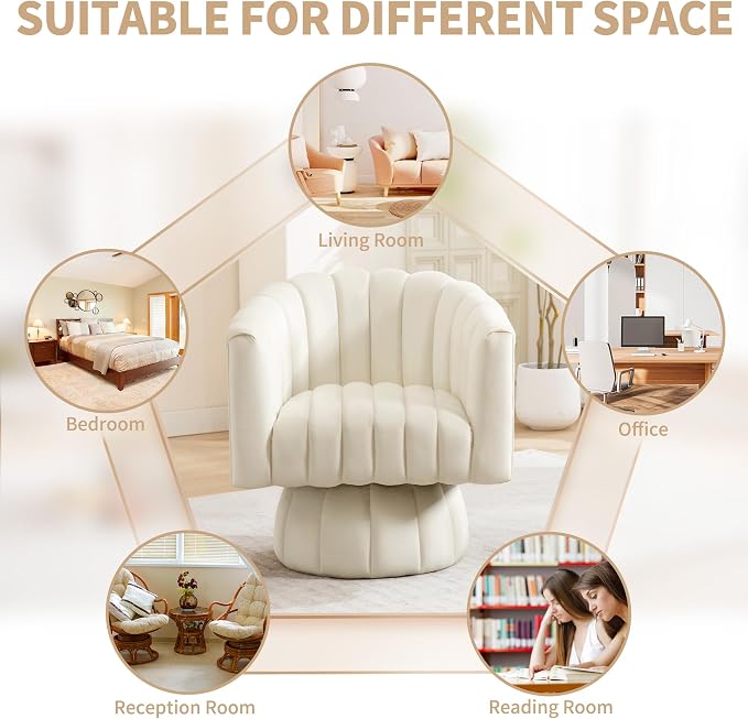 Swivel Accent Barrel Chair Set of 2- Cute Comfy Small Round 360° Arm Chair - Image 5