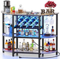 Zarler Bar Cart with Power Outlet Easy to Assemble, LED Home Bar Cabinet by ZarlerOfficial