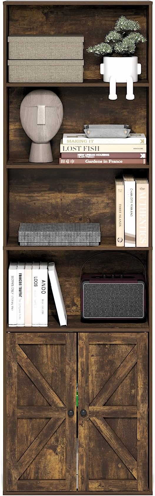 Furinno Jensen Book Shelf, 6-Tier Farmhouse Bookshelf, Display Bookcase - Image 4