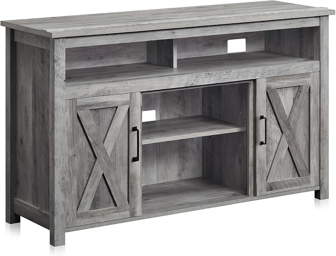 BELLEZE Modern 48 Inch Barn Door Wood TV Stand & Media Entertainment Center by BELLEZE
